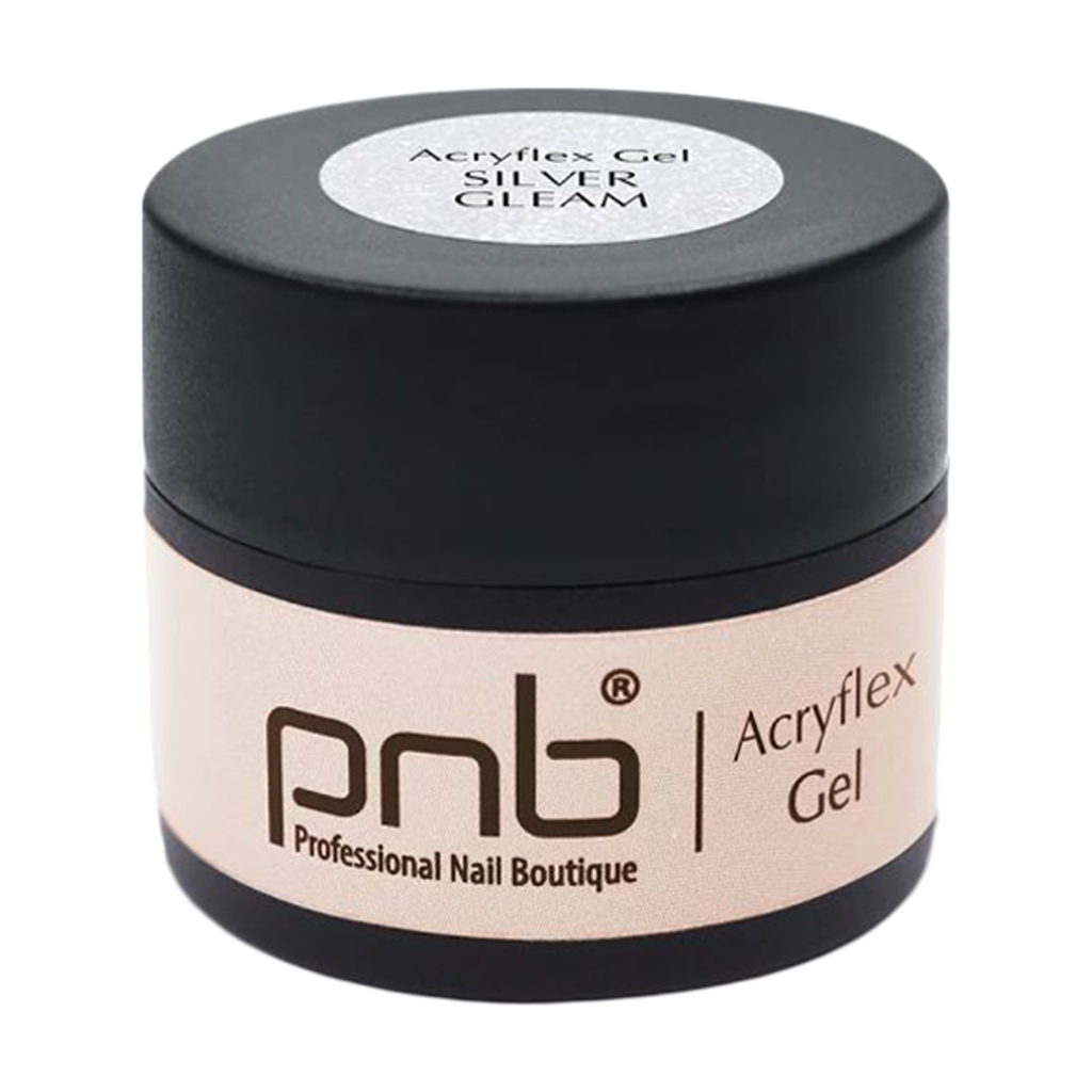Полігель для нарощування нігтів PNB Acryflex Gel, Silver Gleam, 5 мл
